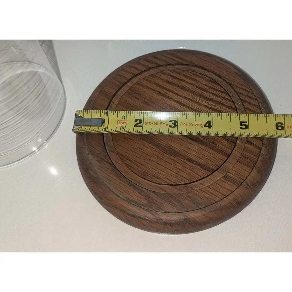 Vintage Glass Dome Display Cloche Bell Jar with Wooden Base 7